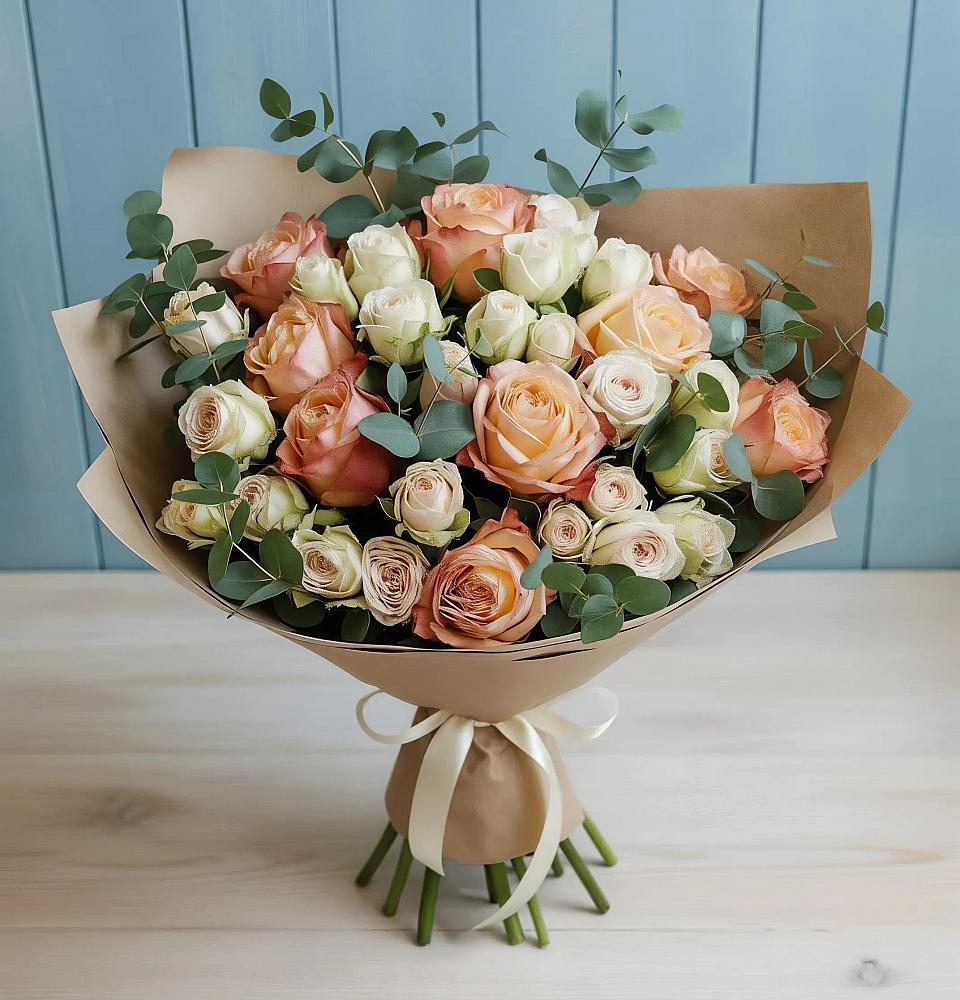 Букет цветов из: Альстромерии и Розы в Новоселицах