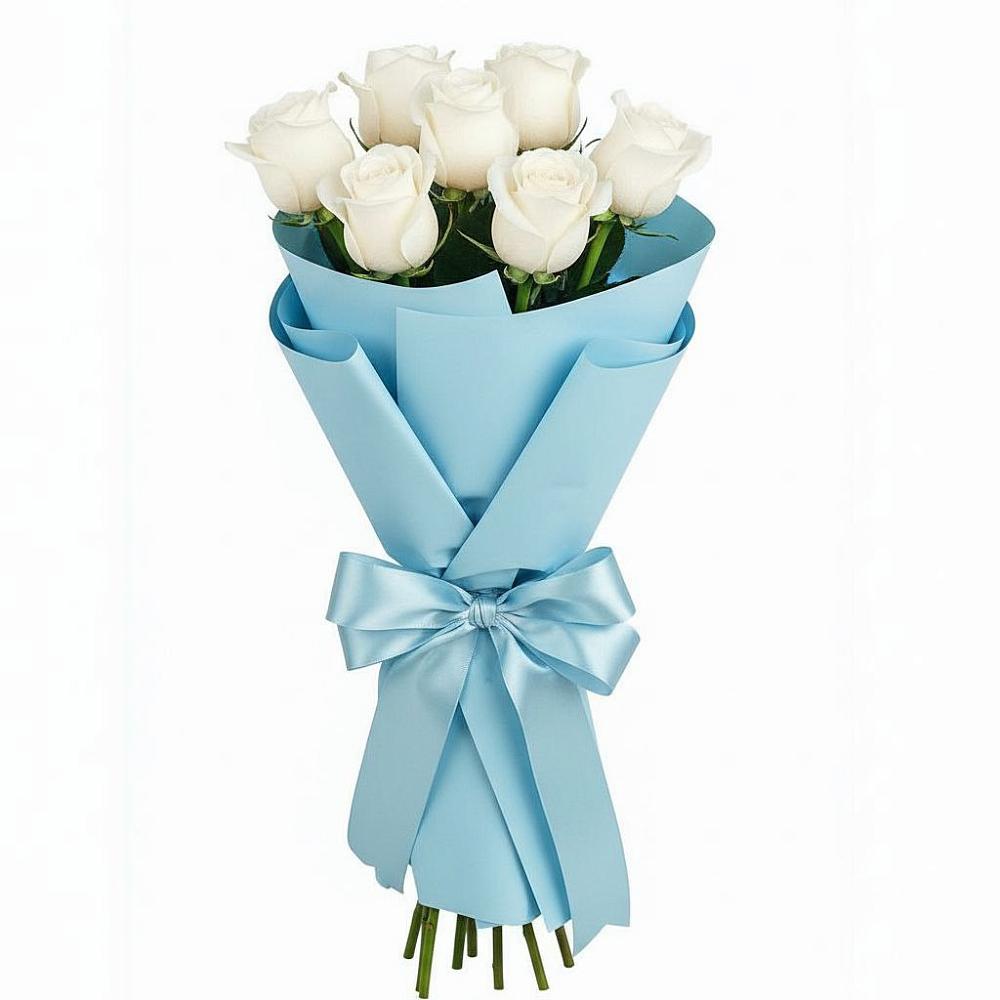 Букет 7 белых роз Проуд в Новоселицах