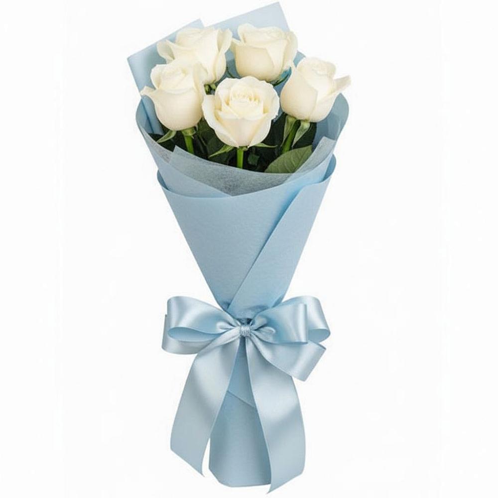 Букет 5 Белых роз Проуд в Новоселицах