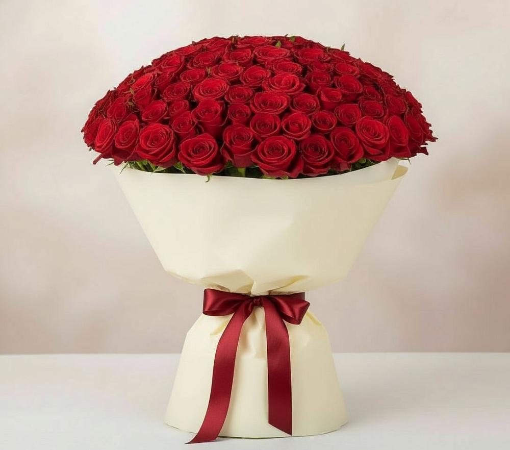 Букет 101 Красная роза Милано в Новоселицах