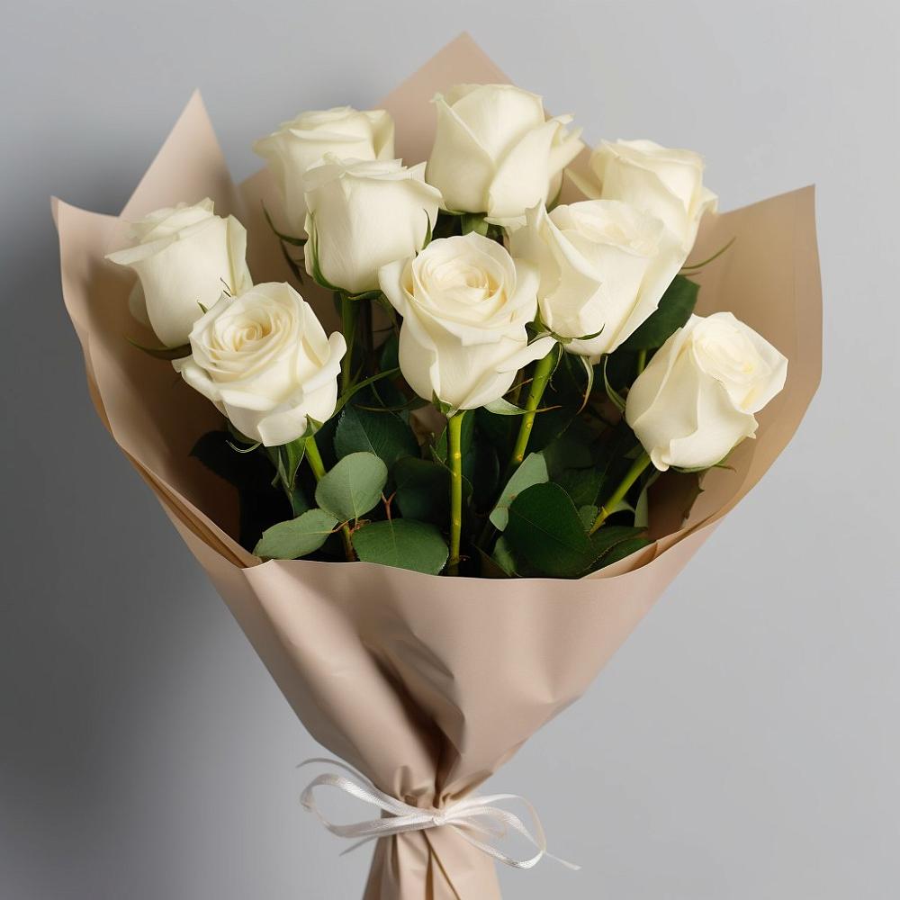 Букет 9 Белых роз Эдлесс Лав в Новоселицах