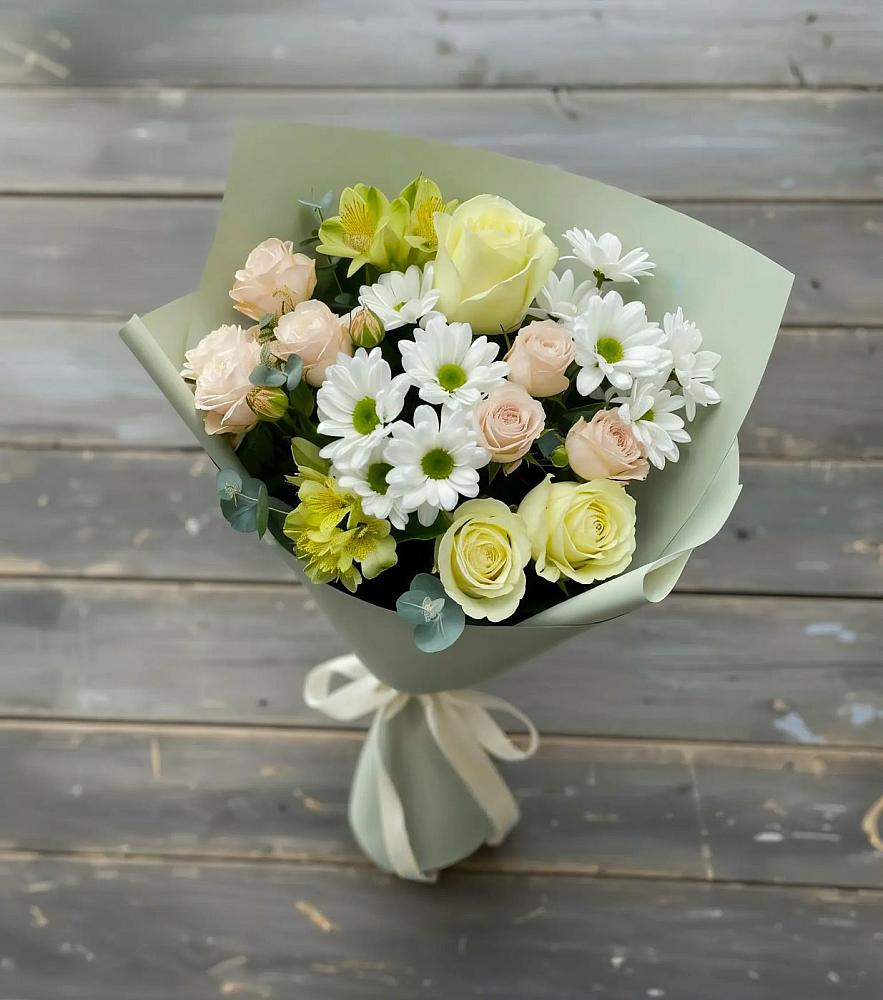 Букет цветов из: Альстромерии, Розы и Хризантемы в Новоселицах