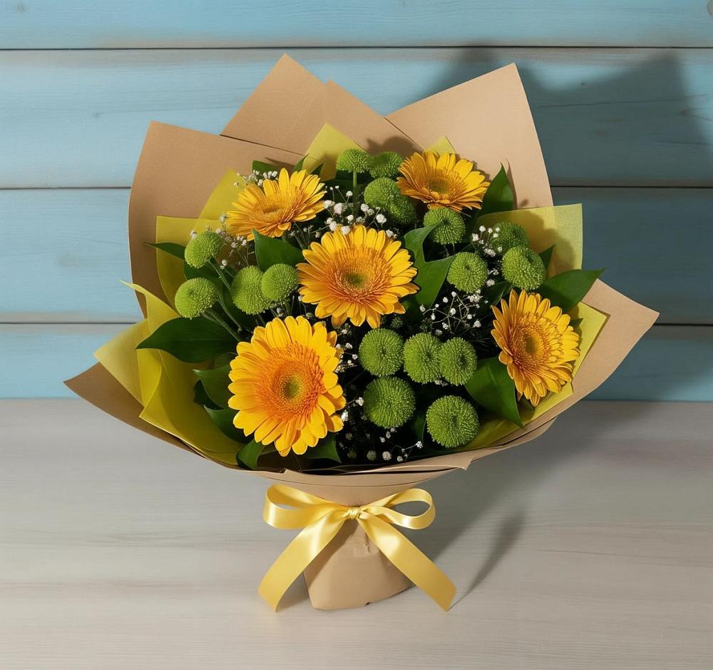 Букет цветов из: Герберы и Хризантемы в Новоселицах