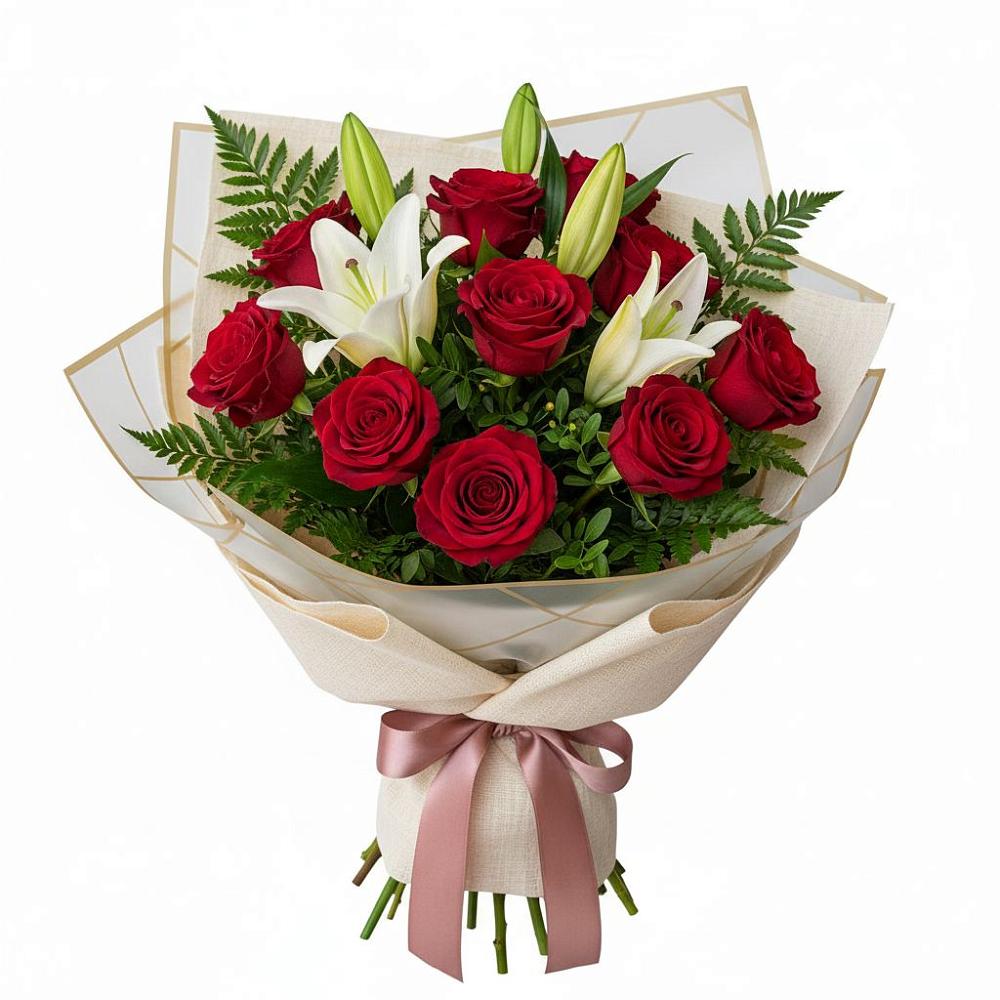 Букет цветов из: Лилии и Розы в Новоселицах