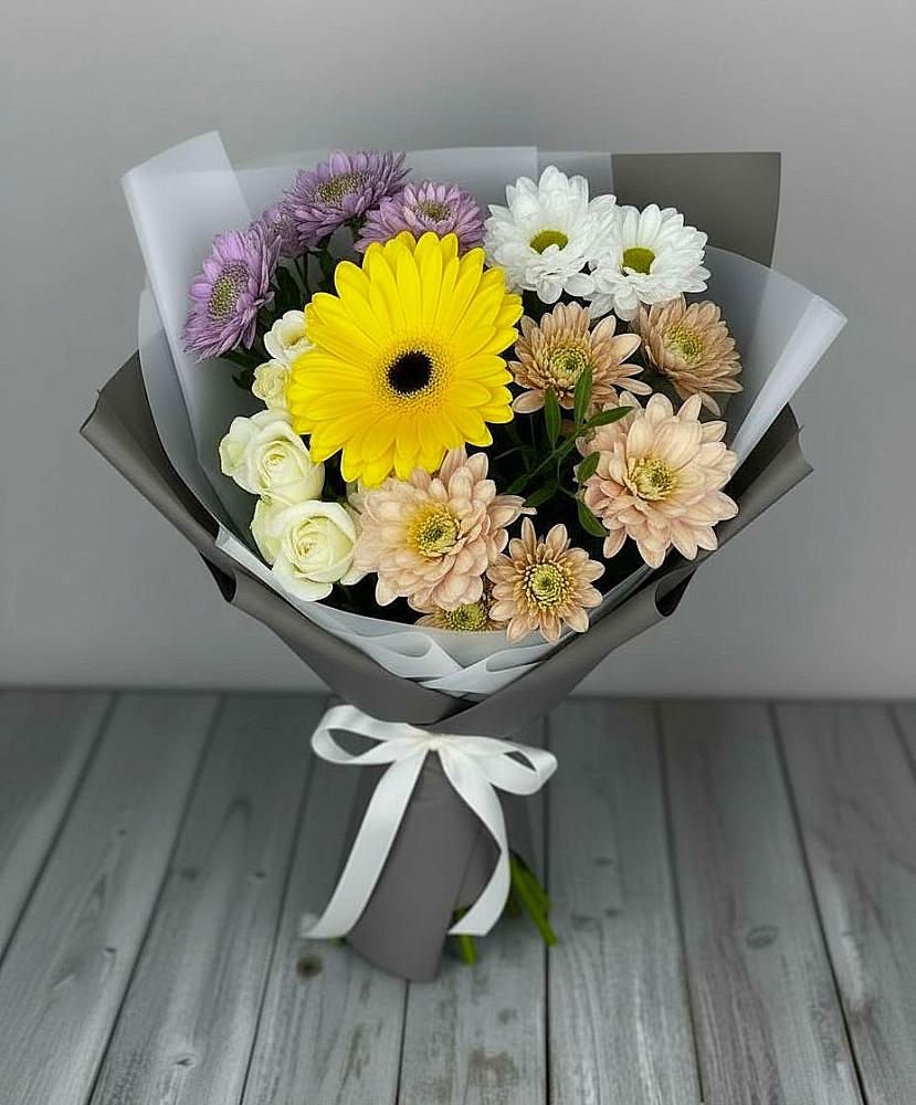 Букет цветов из: Розы, Герберы и Хризантемы в Новоселицах