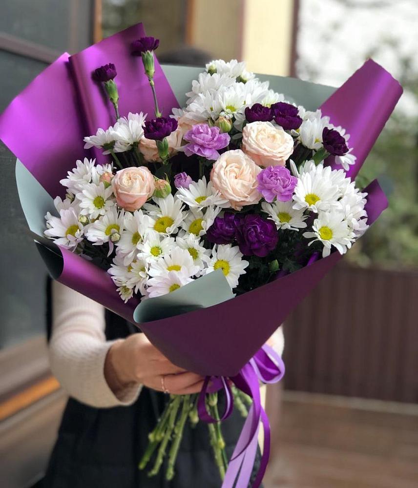 Букет цветов из: Хризантемы, Гвоздики и Розы в Новоселицах