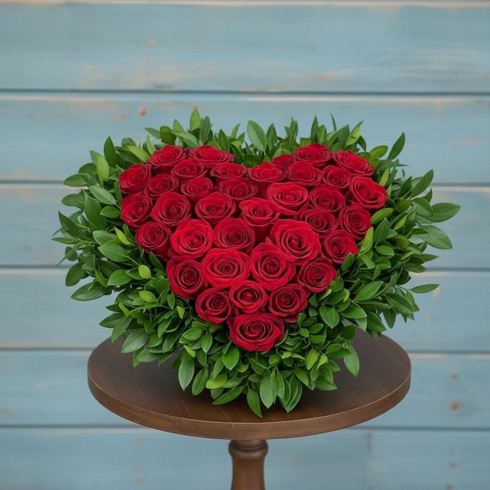 Цветочная композиция из Розы в виде сердца в Новоселицах