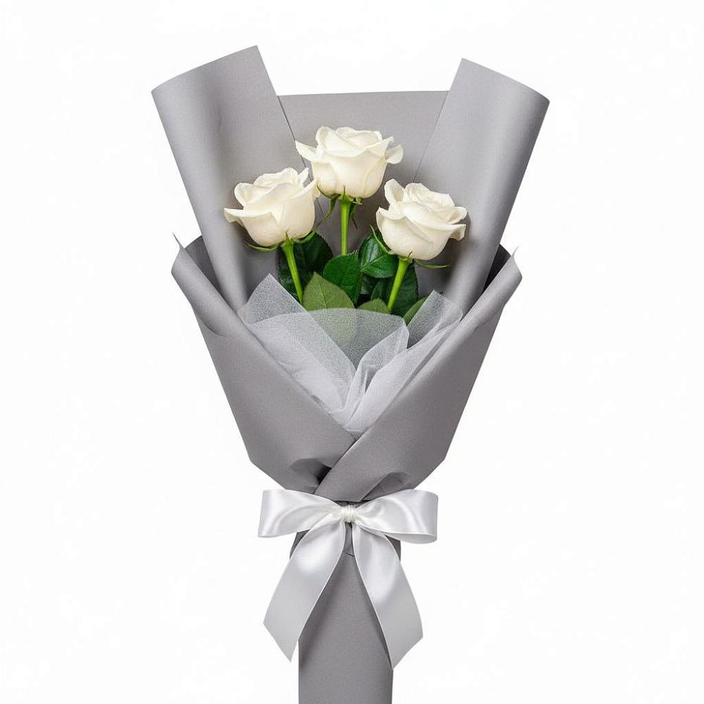 Букет 3 белые розы в Новоселицах
