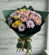Букет цветов из:  Хризантемы и Розы в Новоселицах