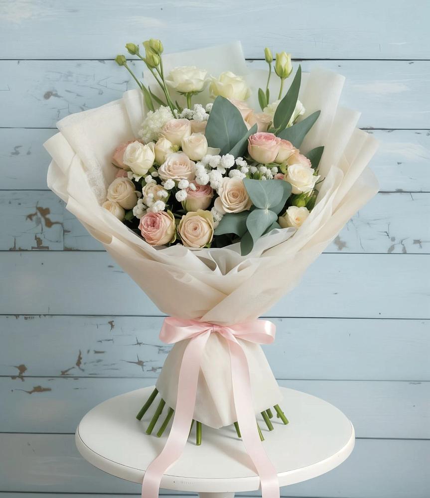 Букет цветов из: Розы и Лизиантусы в Новоселицах