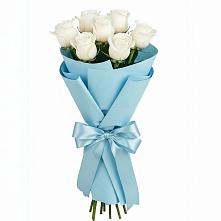 Букет 7 белых роз Проуд в Новоселицах