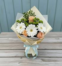 Букет цветов из:  Герберы, Розы и Хризантемы в Новоселицах
