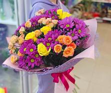 Букет цветов из:  Хризантемы и Розы #REPLACE_PRED# Новоселицах