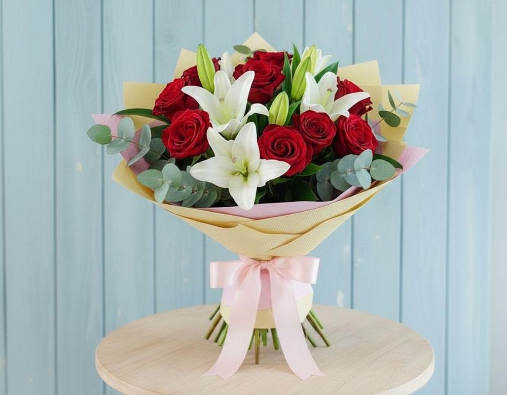 Букет цветов из: Лилии и Розы в Новоселицах